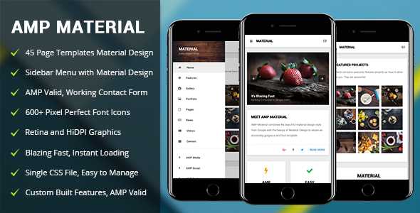 AMP Material - Mobile Google AMP Template