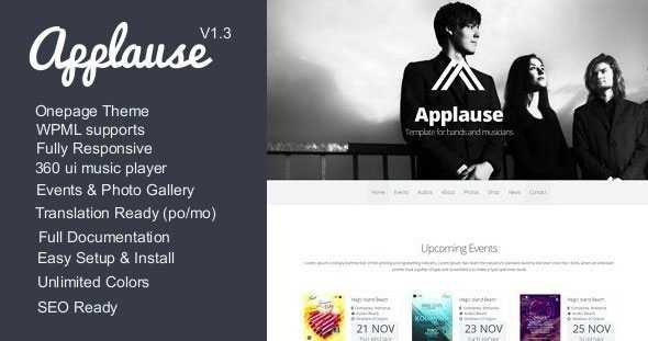 Applause - One-Page Responsive Music & DJ WP Theme