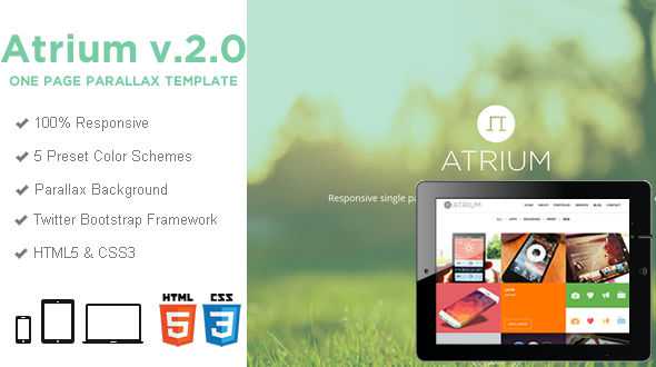 Atrium – One Page Parallax HTML Template