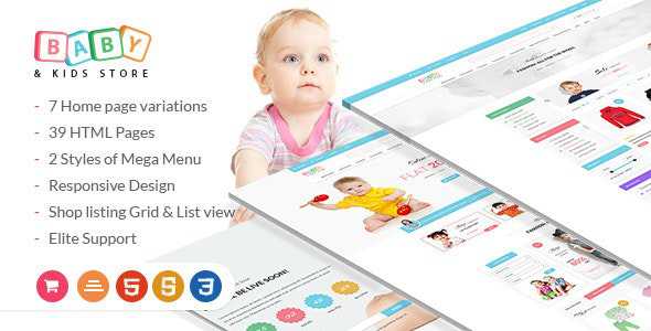 Baby & Kids Store - eCommerce HTML Template with RTL Package