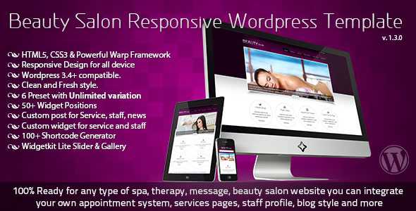 Beauty Salon Responsive Themeforest Wordpress Template