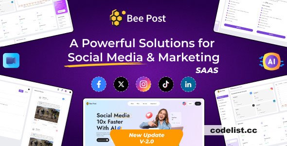 BeePost v2.4 - AI Social Media Management & Content Creation SaaS with Subscription System - nulled
