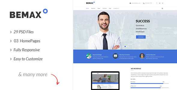 Bemax v1.0 - Multipurpose Corporate Business PSD Template