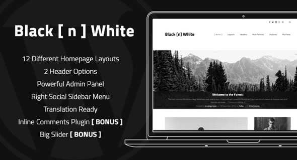 Black N White - Creativemarket Wordpress Theme