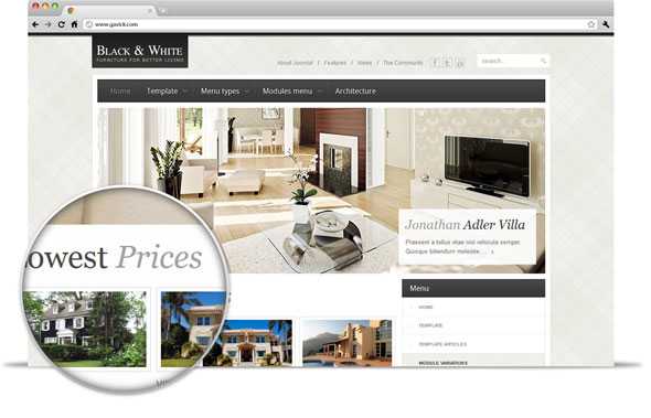 Black & White - GavickPro J2.5 Furniture Design Template