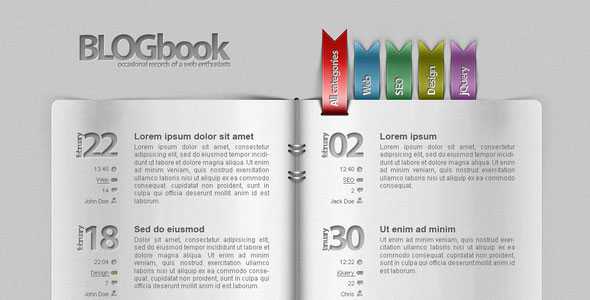Blog as a book! Themeforest PSD Template