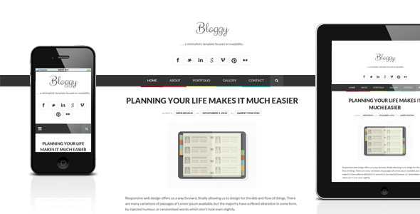 Bloggy WP - Themeforest Responsive Minimalist Theme