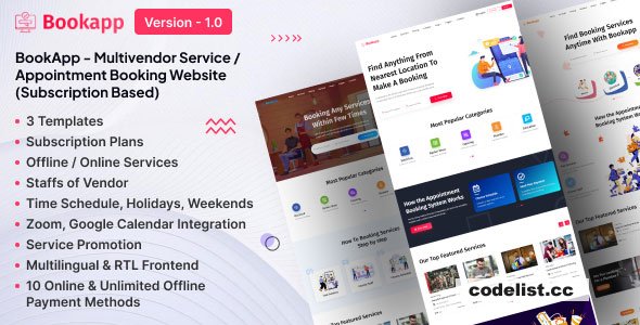 Bookapp v3.2 - Multivendor Service / Appointment Booking Laravel Website (Subscription Based)