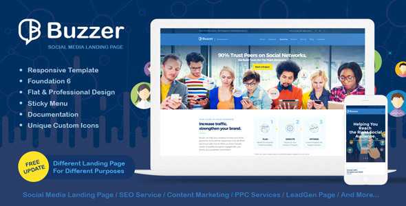 Buzzer v1.0.3 - Responsive Social Media Landing Page