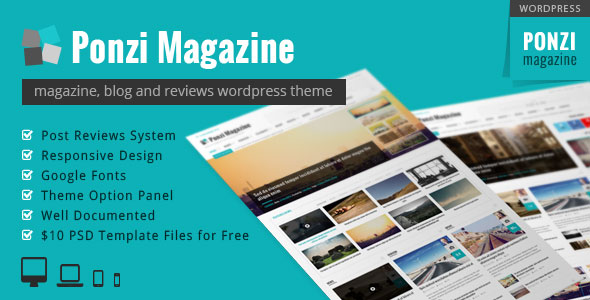 PONZI - RESPONSIVE WORDPRESS THEME MAGAZINE REVIEW