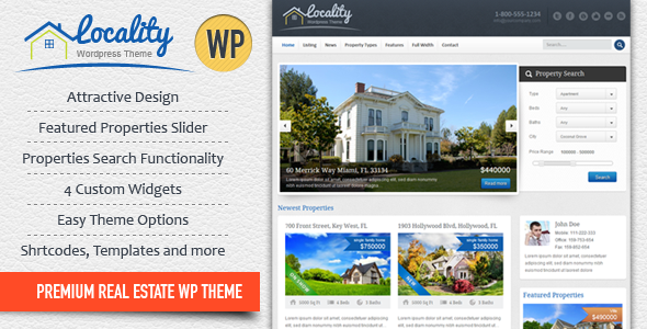 LOCALITY - REAL ESTATE THEMEFOREST WORDPRESS THEME