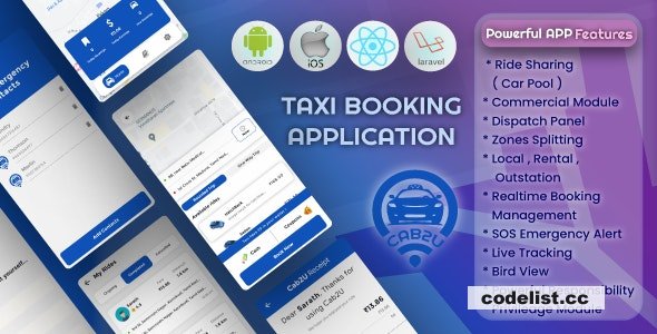 Cab2u v1.3 - Taxi Solution Android & IOS + Admin Panel + Dispatch Panel