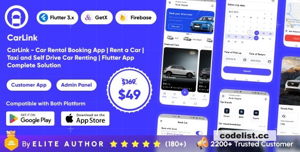 CarLink v1.4 - Car Rental Booking App - Rent a Car - Taxi and Self Drive Car Renting - Complete Solution