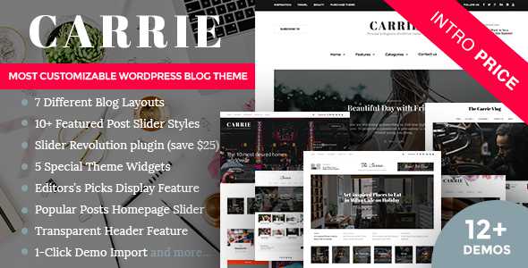 Carrie - Personal & Magazine Responsive Clean Blog Theme