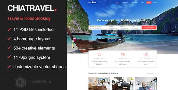 Chiatravel - Travel & Hotel Booking PSD template