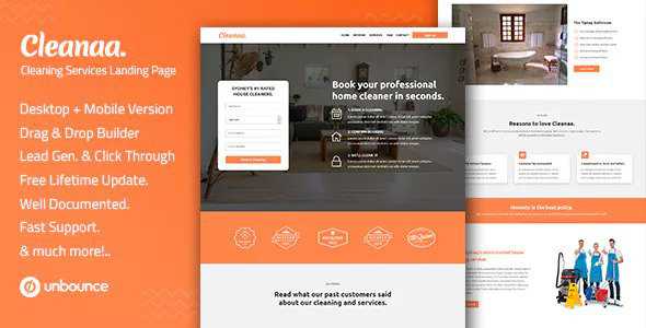 Cleanaa - Cleaning Services Unbounce Landing Page Template
