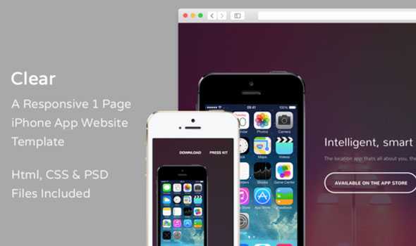 Clear - Creativemarket iPhone App Website Template