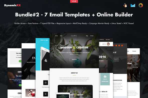 Creativemarket Bundle#2 – 7 Email Templates+Builder
