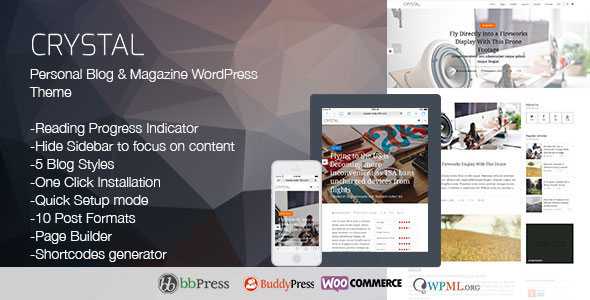 Crystal v1.5 - Personal Blog Wordpress Theme