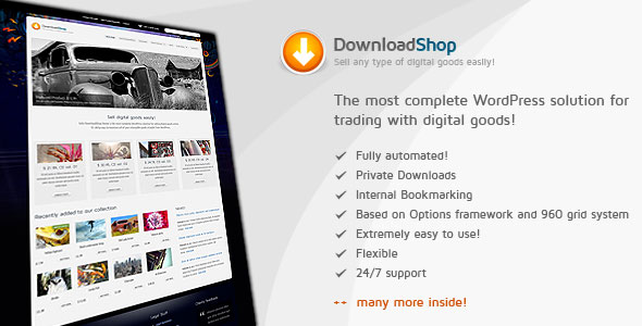 DOWNLOADSHOP - SELL DIGITAL GOODS EASILY, WP THEMEFOREST THEME