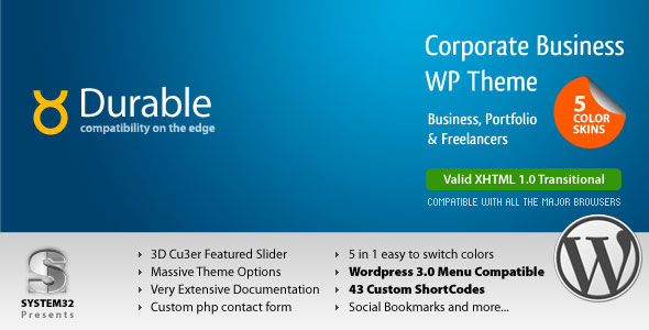 DURABLE 5 IN 1 - BUSINESS & PORTFOLIO THEMEFOREST WORDPRESS