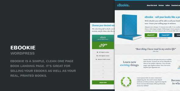 eBookie - One Page WordPress Theme with Blog