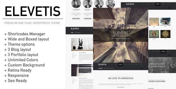 Elevetis - Themeforest Premium One Page WordPress Theme