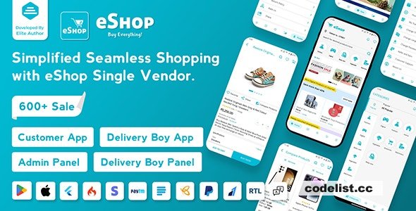 eShop v4.0.6 - eCommerce Single Vendor App - Shopping eCommerce App with Flutter - nulled