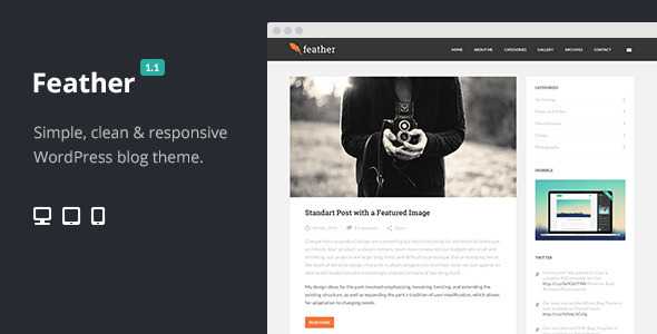 Feather - Themeforest Clean Flat Responsive WP Blog Theme