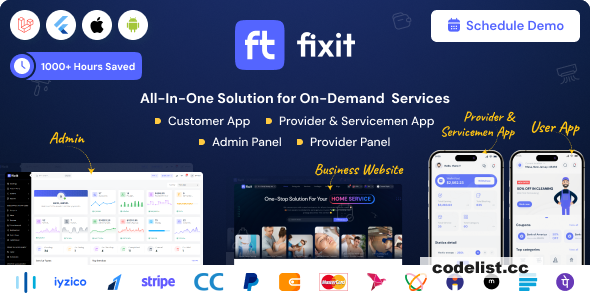 Fixit v1.0.14 - Multi Vendor On Demand, Handyman, Home service Flutter App with Admin Complete Solution