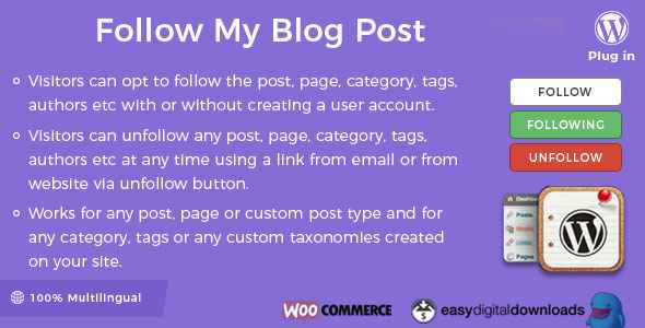 Follow My Blog Post WordPress Plugin v1.9.2