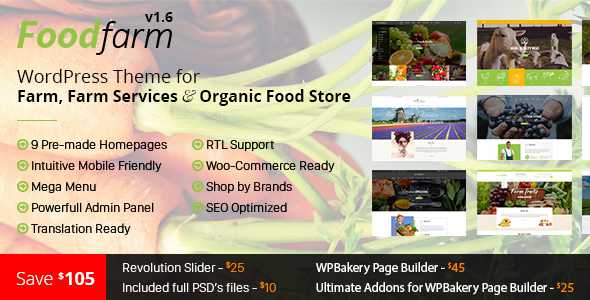 FoodFarm v1.7.9 - WordPress Theme for Farm