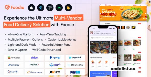 Foodie v8.10 - UberEats Clone - Food Delivery App - Multiple Restaurant Food Delivery Flutter App