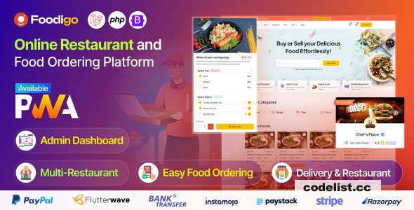 Foodigo v2.0.0 - Multi Restaurant and Online Food Ordering System Marketplace