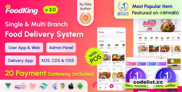 FoodKing v3.8 - Restaurant Food Delivery System with Admin Panel & Delivery Man App - Restaurant POS - nulled