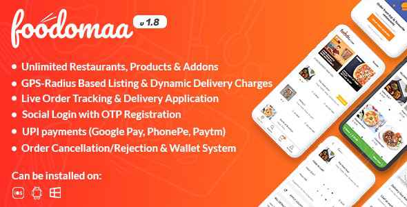 Foodomaa v1.8.1 - Multi-restaurant Food Ordering - nulled