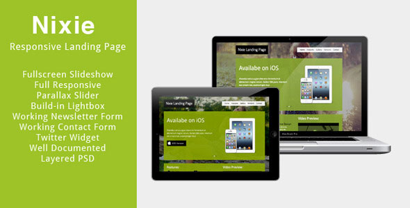 Nixie - Themeforest Responsive Landing Page