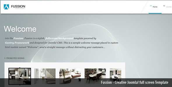Fussion Creative full screen Joomla! Themeforest theme