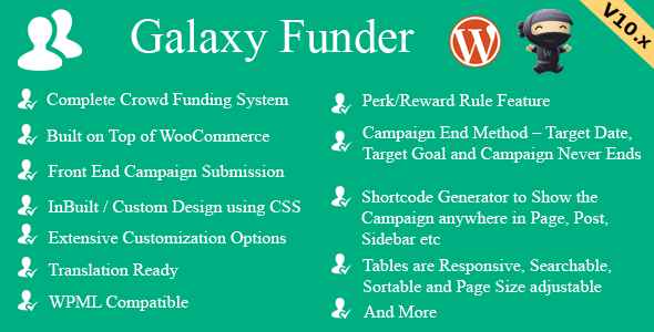 Galaxy Funder v10.3 - WooCommerce Crowdfunding System
