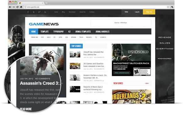Game News - GavickPro Responsive, game portal Joomla 2.5