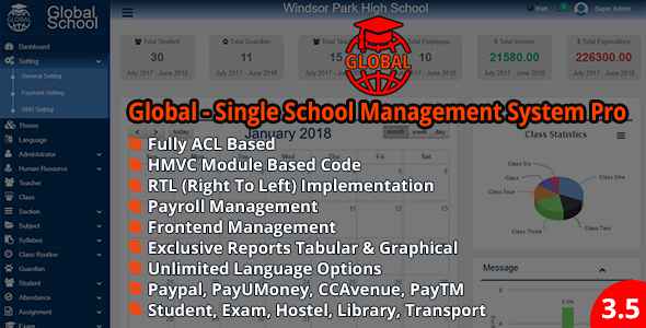 Global - Single School Management System Pro v3.5.0