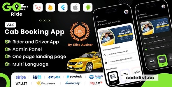GORIDE v5.5 - InDriver Clone - Flutter Complete Taxi Booking Solution with Bidding Option