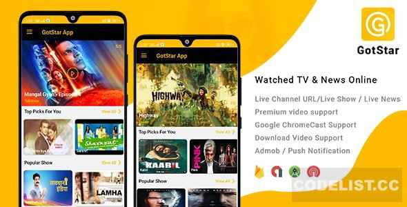 GotStar v1.0 - Android Live TV - Live Streaming - Web Series, Movies, Live Cricket - Online News