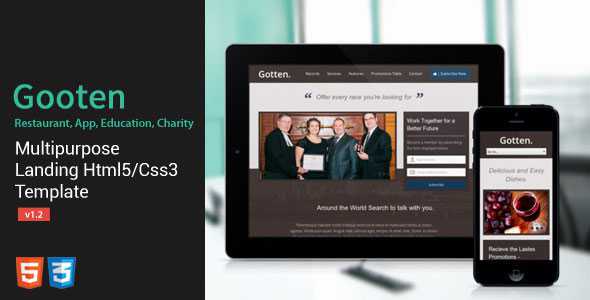 Gotten - Restaurant, App, Education, Charity Landing Page