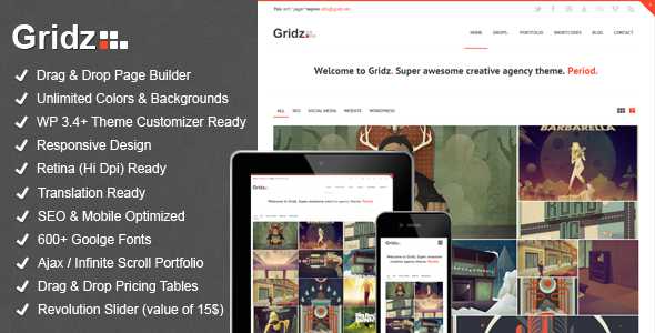Gridz - Themeforest Creative Agency Retina Ready WP Theme