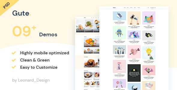 Gute v1.0 - Minimalist Blog PSD Template