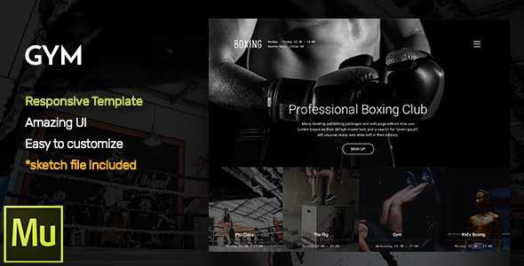 GYM v1.0 - Responsive Fitness and Gym Muse CC Template + Gallery Widget