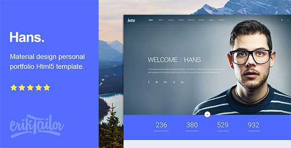 Hans - Material Design Personal Portfolio Html Template