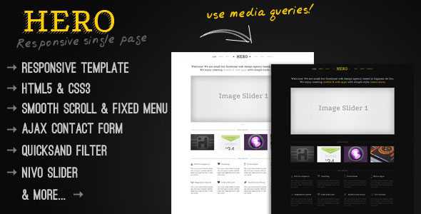 Hero - A Responsive Single Page Themeforest Template