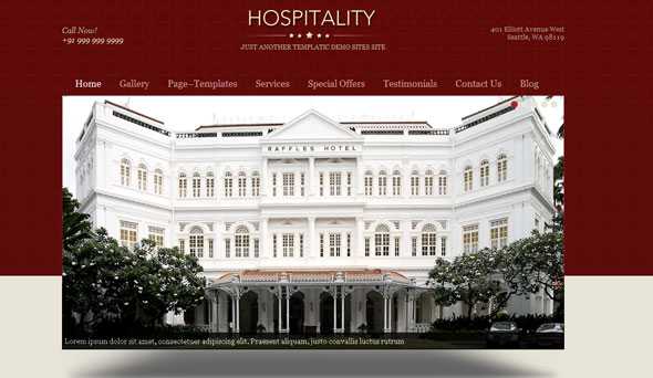 Hospitality - Templatic Wordpress Theme